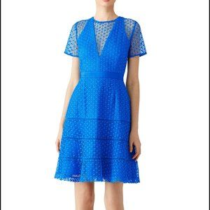 Adelyn Rae Blue Illusion Lace Dress